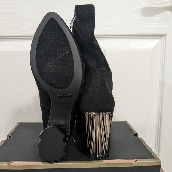 CAPE ROBBIN Black Velvet Boots W/ Silver Heels (Never Worn) - Picture 4 of 4